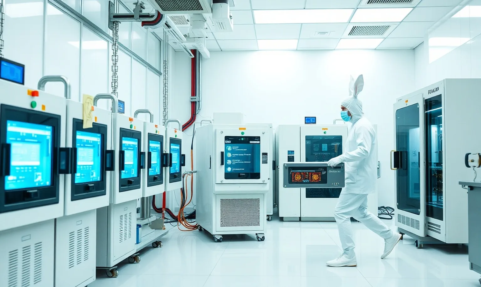 晶圆定制加工洁净室作业示意